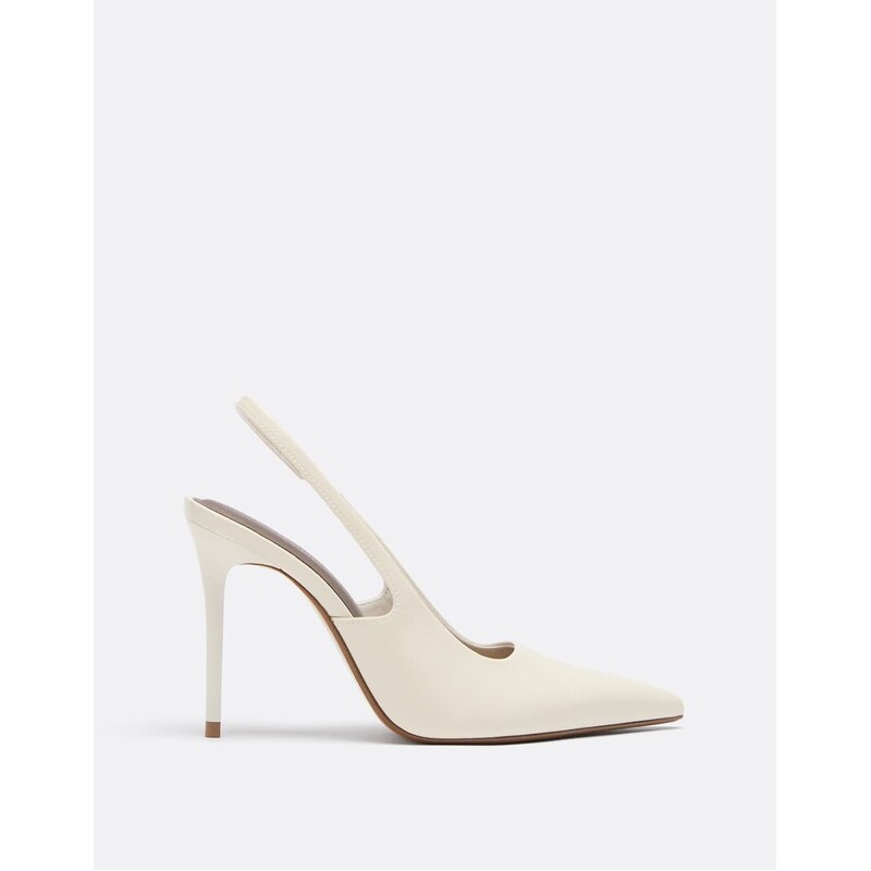 Stradivarius Slingback heeled shoes in ecru-White