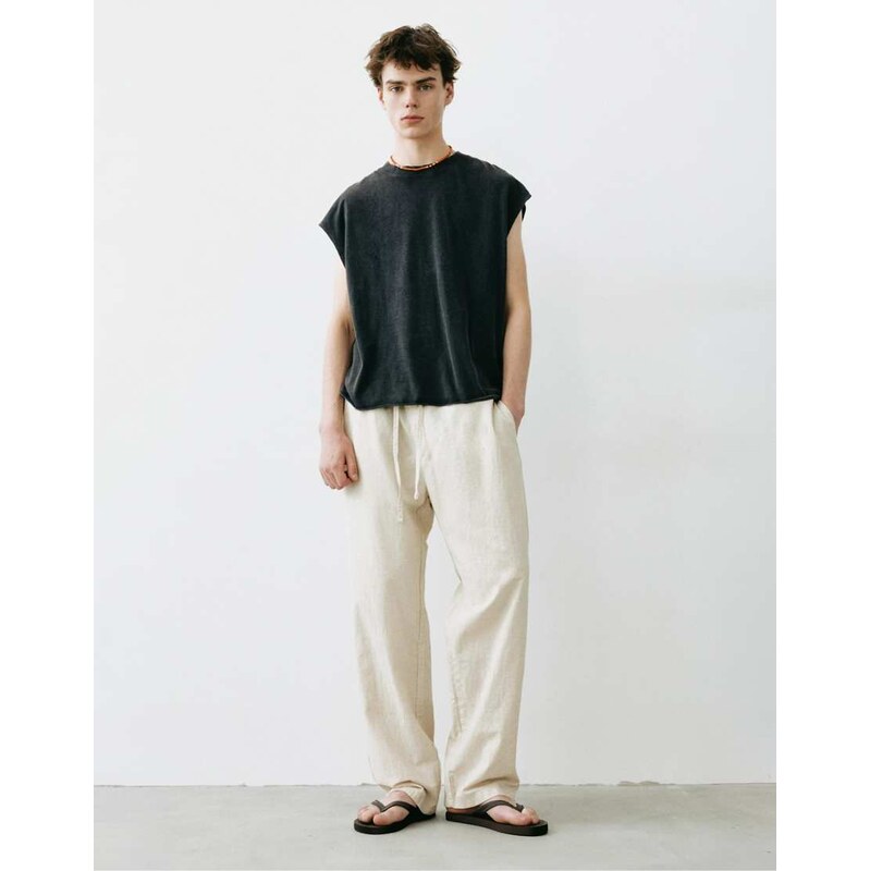 Pull&Bear Rustic joggers in beige-Neutral