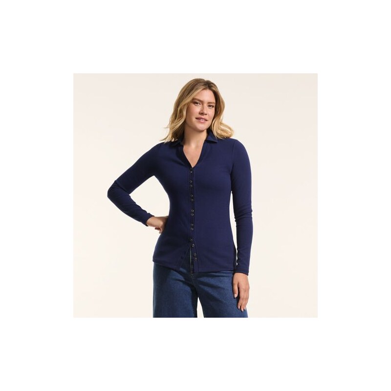 Long Sleeve Ribbed Stretch Jersey Tunic Shirt, Women, size: M,