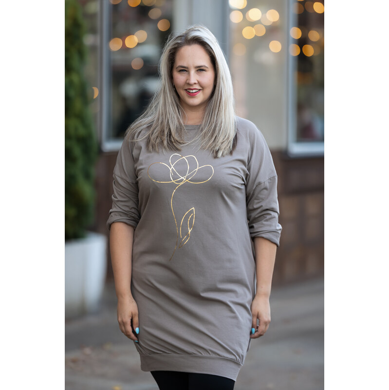 Italy fashion Šaty s potiskem BALI Barva: Cappuccinová, Velikost