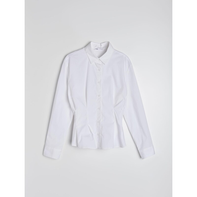 Sinsay - Bavlněná košile slim fit - bílá