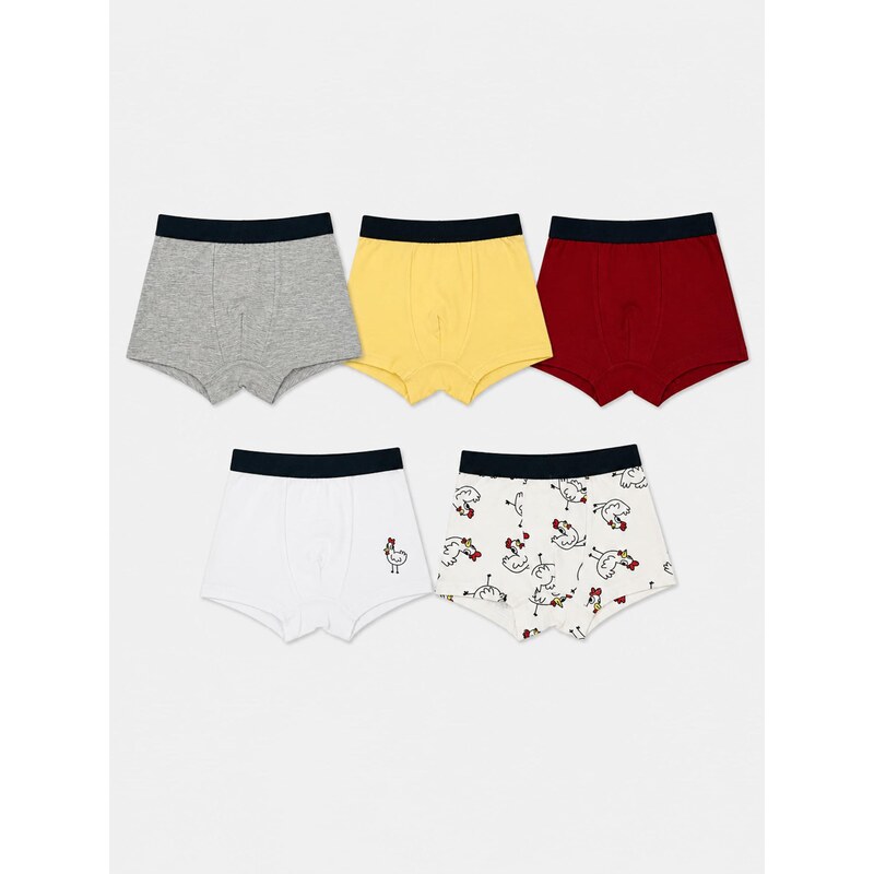 Sinsay - Bavlněné boxerky s motivem kuřat 5 pack - vícebarevná
