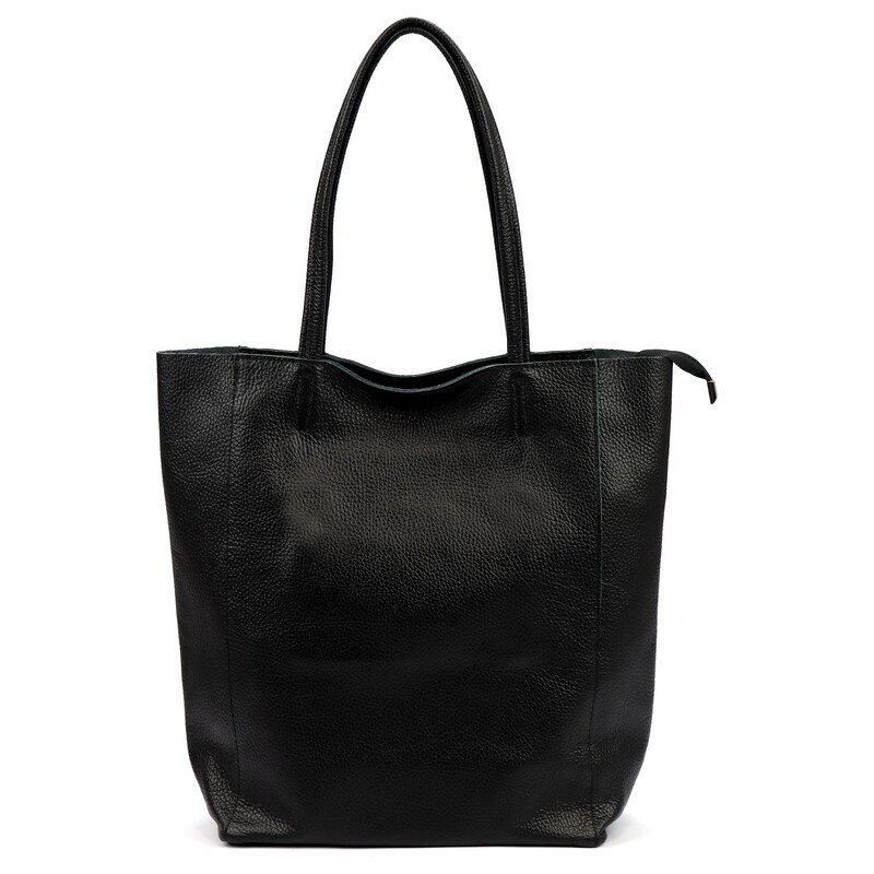 Kožená shopper bag kabelka Luka 26-084 černá