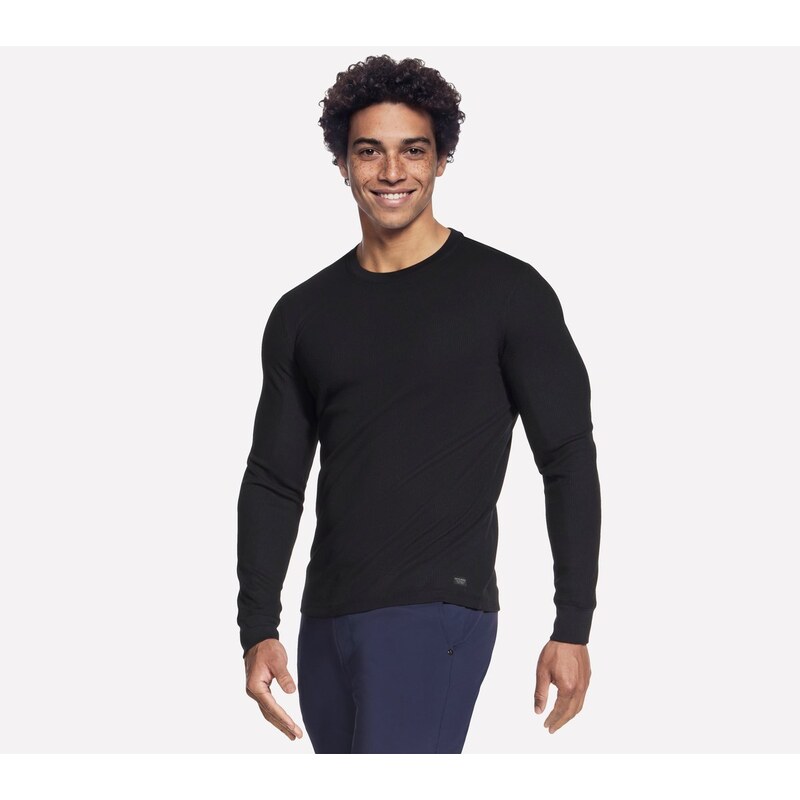 Skechers Muži GO KNIT Waffle Ease Crew Top v Černá, Velikost