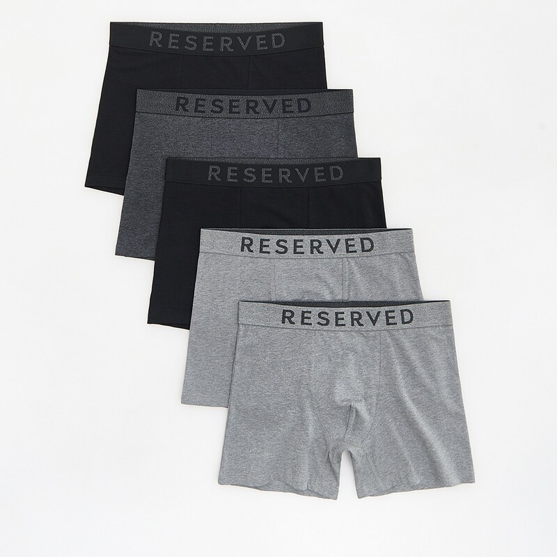 Reserved - Sada 5 boxerek long - tmavě šedá
