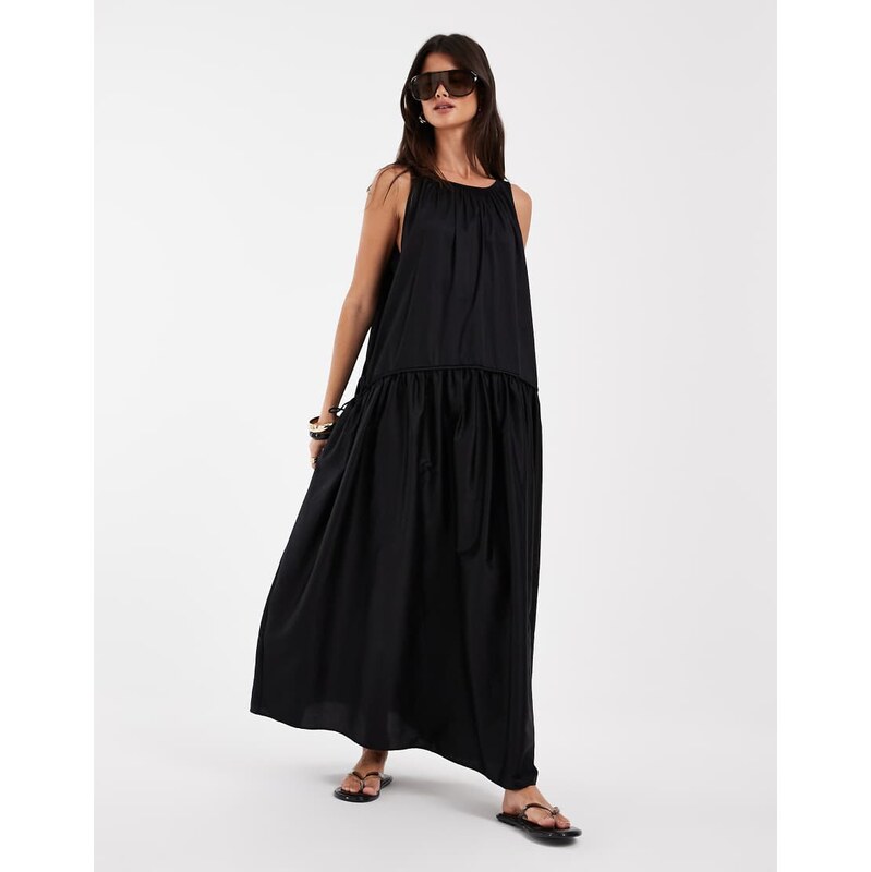 & Other Stories pure cotton trapeze maxi dress with dropped