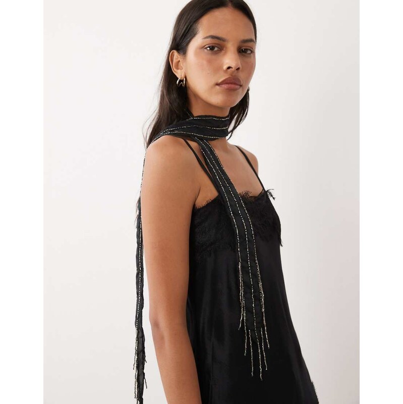ASOS DESIGN embellished scarf in black
