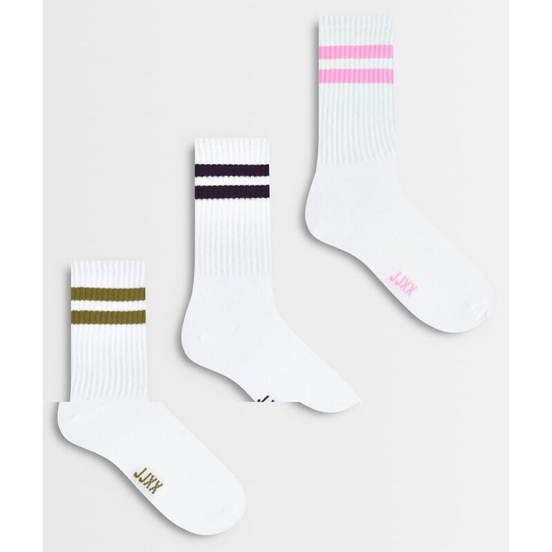 JJXX 3 pack sports socks in deep burgundy mix-Red