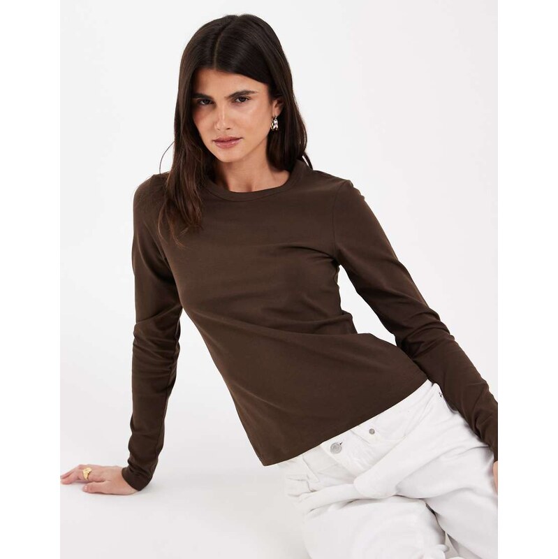 JJXX Gigi long sleeve t-shirt in dark brown