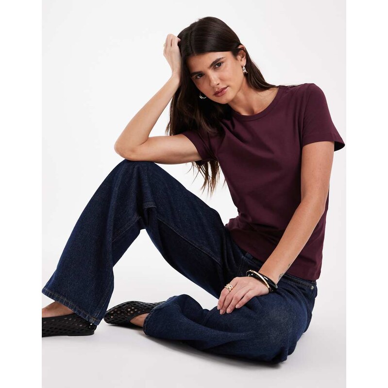 JJXX fitted t-shirt in deep burgundy-Red