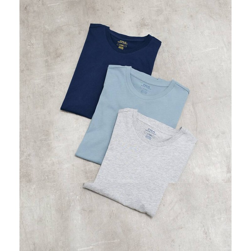 Polo Ralph Lauren 3 pack t-shirt in brown, navy and grey