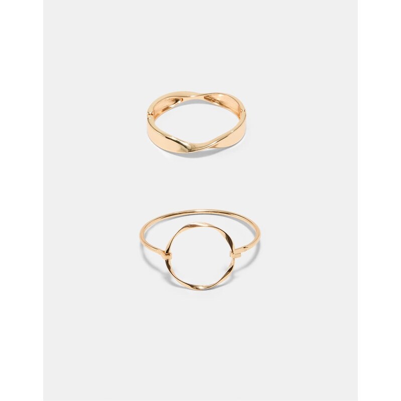 Stradivarius Set of 2 wavy rigid bangles in gold-Yellow