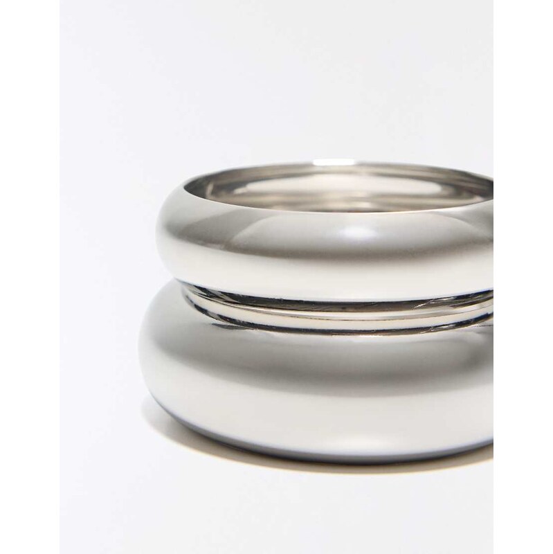 Bershka Pack of 2 assorted size bracelets in silver