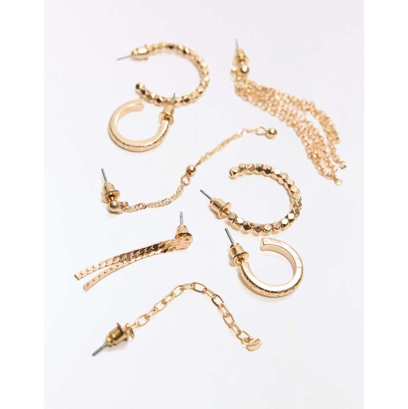 Bershka Mixed earring pack in gold