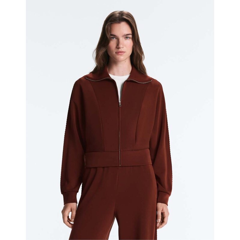 OYSHO Soft-touch modal bomber jacket in brown