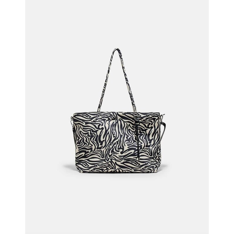 Stradivarius Fabric shopper bag in ecru-White