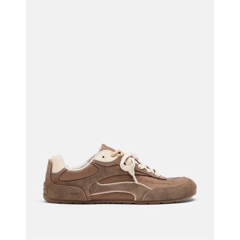 Stradivarius S009 leather detail barefoot trainers in brown