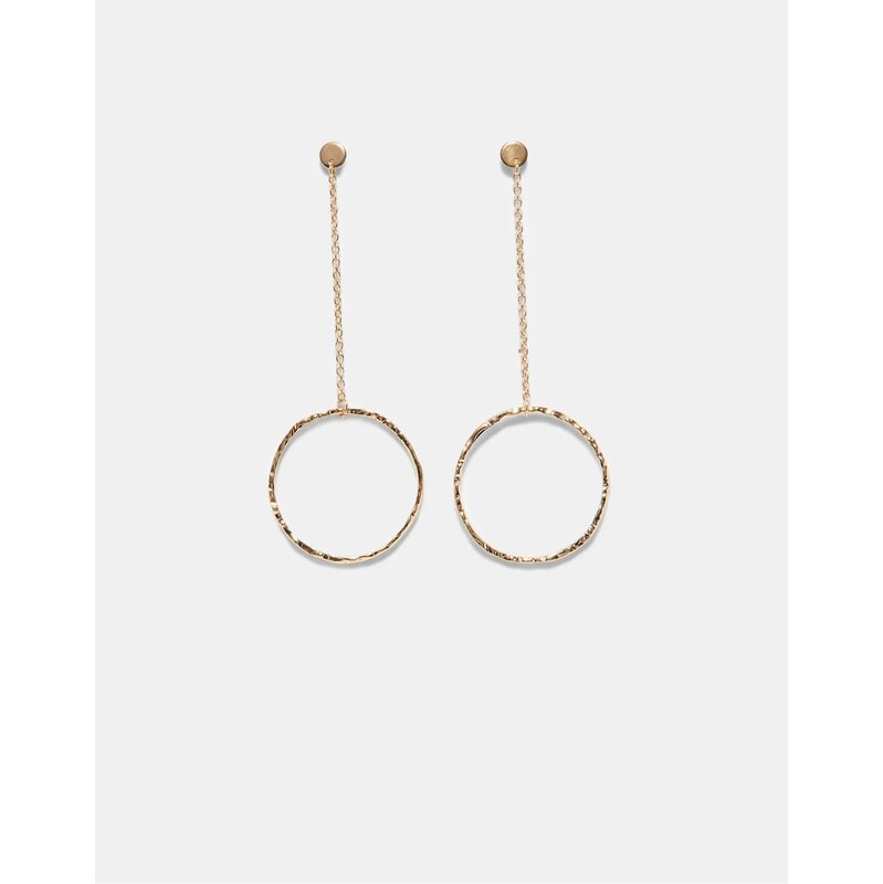 Stradivarius Long circle dangle earrings in gold-Yellow