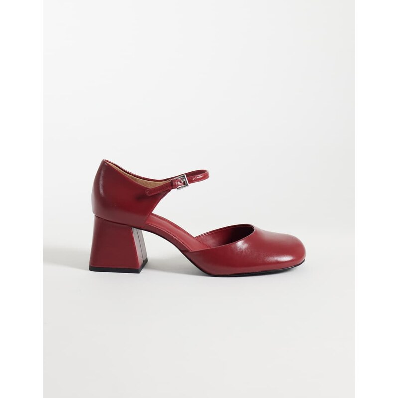 & Other Stories premium leather mary jane heel in cherry red