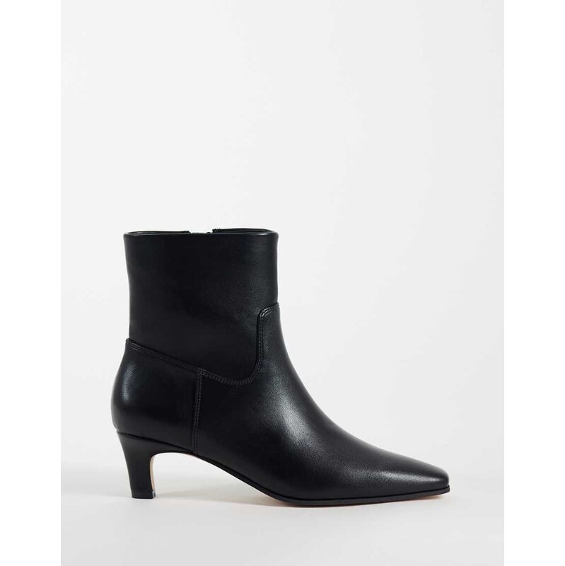 Steve Madden Davis kitten heel mid ankle boots in black