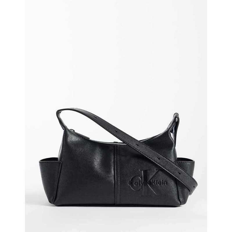Calvin Klein monologo crossbody bag with pockets in black