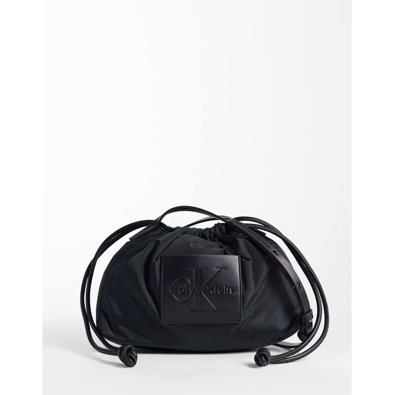 Calvin Klein nylon drawstring crossbody bag with bold logo in