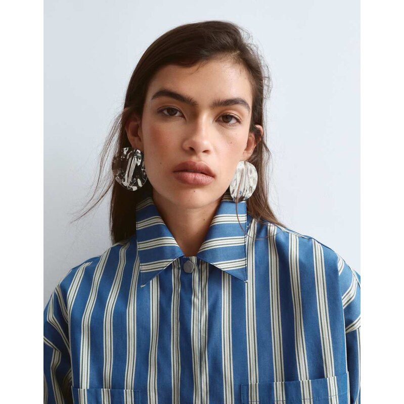 ARRANGE premium oversized shirt in blue stripe-Multi