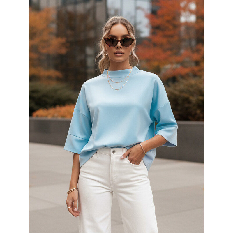 BASIC Světle modré oversize tričko CHARMA Světle modrá