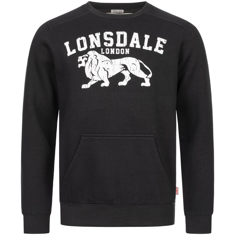 LONSDALE Mikina Kersbrook černá / bílá