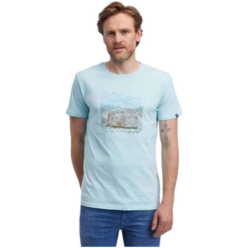 Ragwear Tričko Roggero modrá / světlemodrá / hnědá
