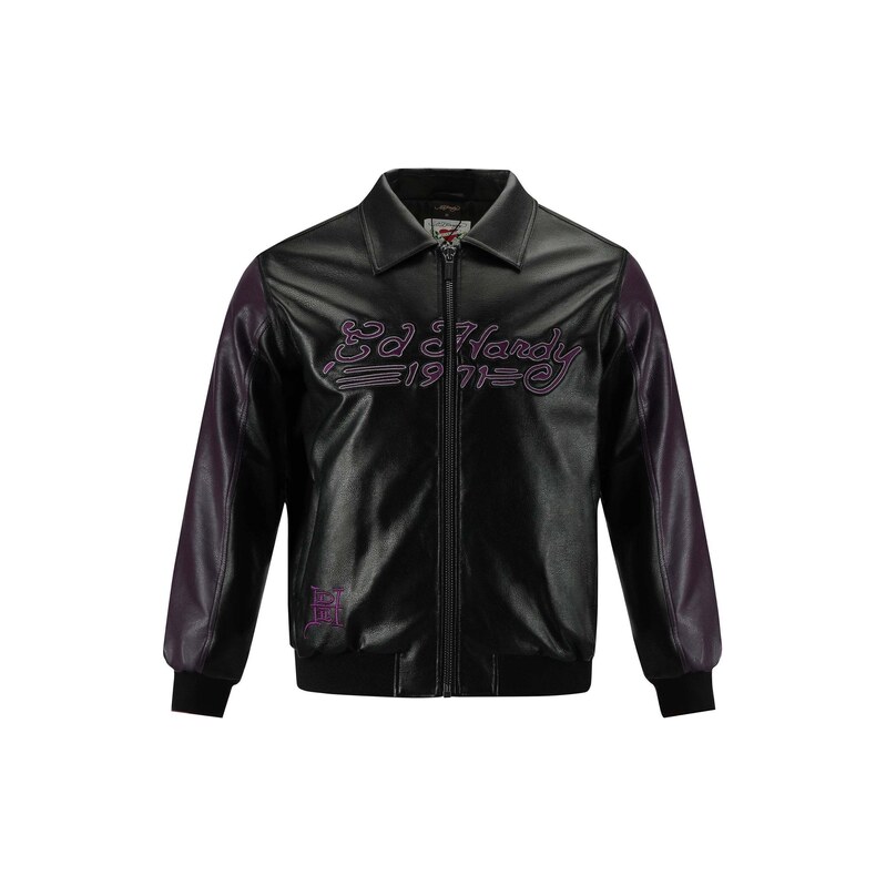 Ed Hardy Přechodná bunda tmavě fialová / černá
