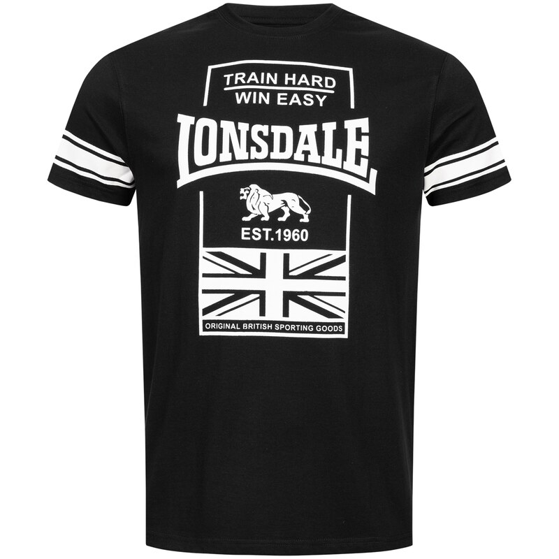 LONSDALE Tričko Charmouth černá / bílá
