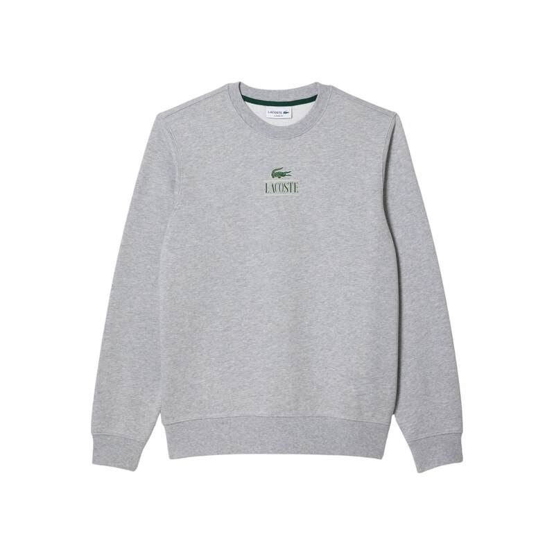 LACOSTE Mikina šedý melír / tmavě zelená / bílá
