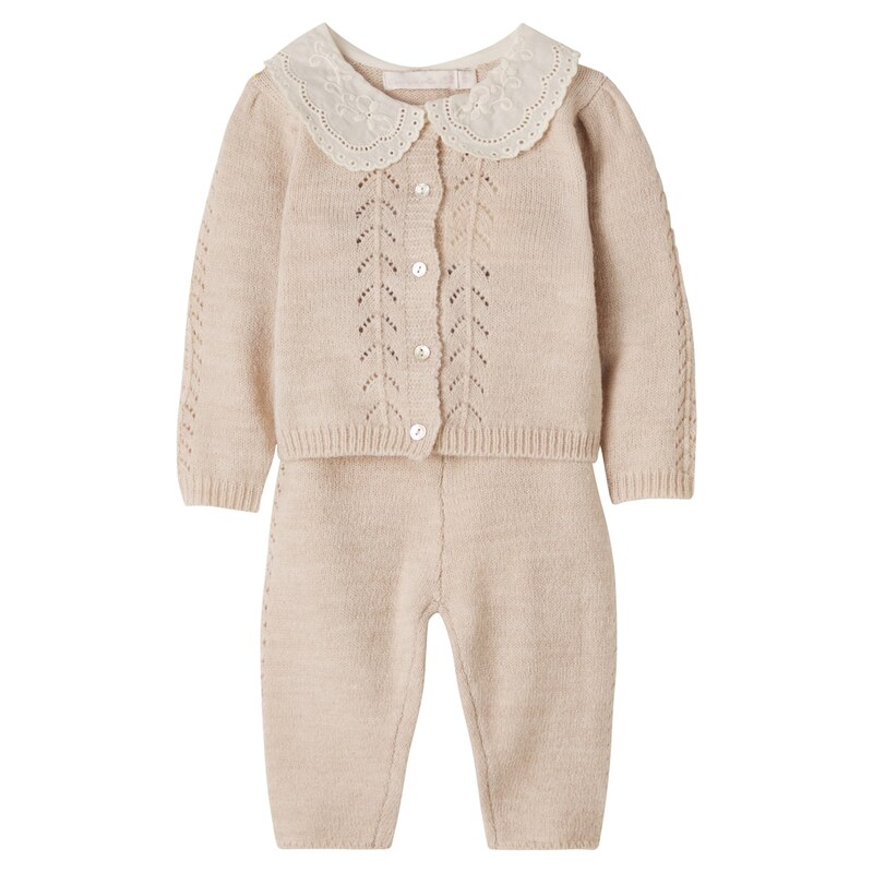 Cera Una Volta Baby Selene embroidered cardigan and pants set