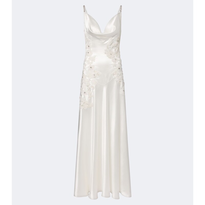 Là Fuori Embellished embroidered silk gown