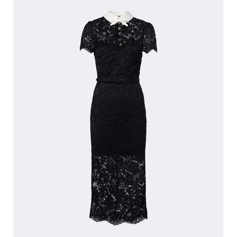 Self-Portrait Belted lace midi dress