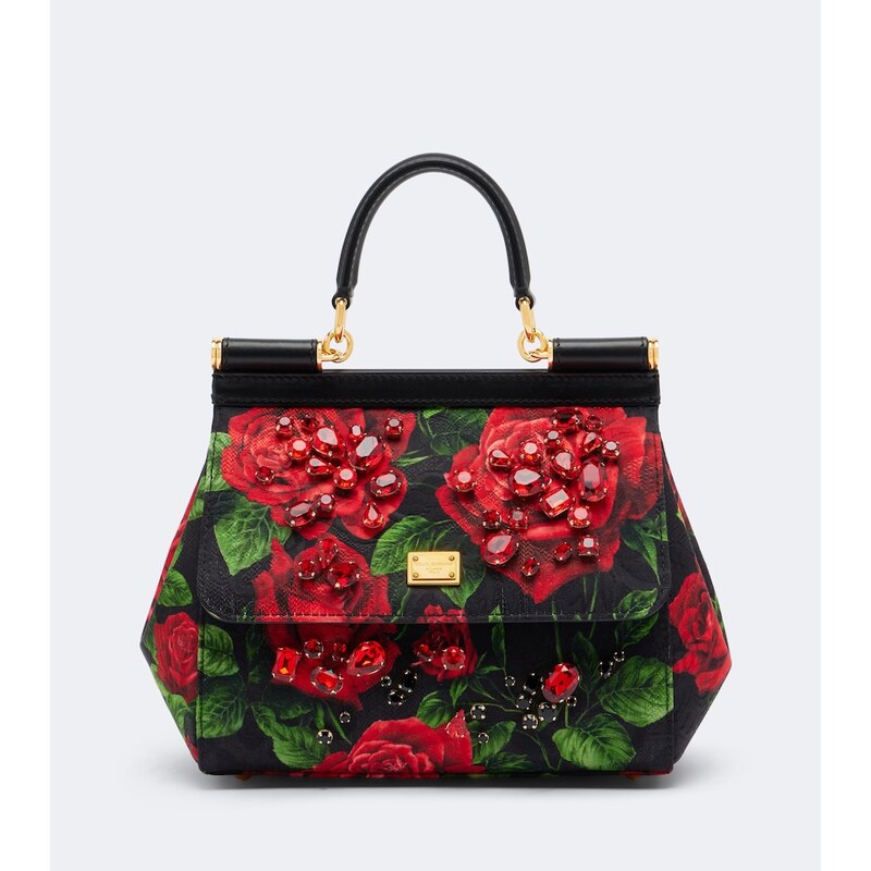 Dolce&Gabbana Sicily Small embellished floral top-handle bag