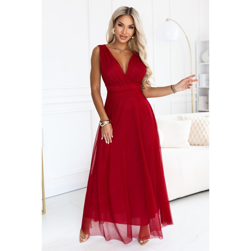numoco basic Elegantní maxi šaty s překříženým výstřihem