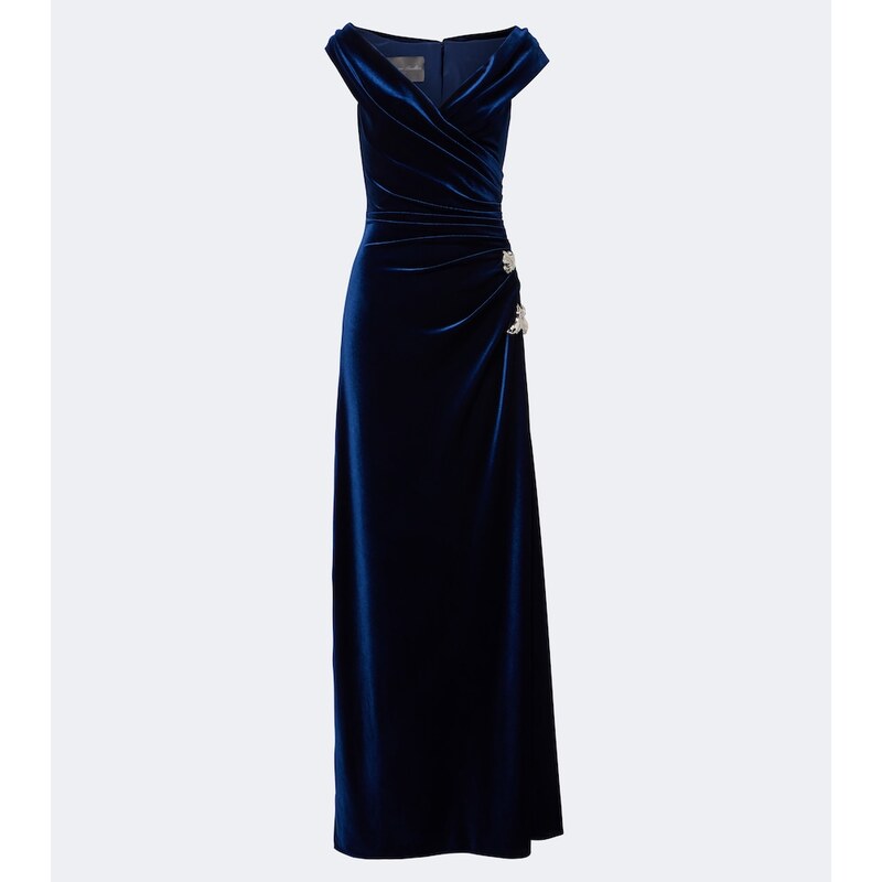 Monique Lhuillier Embellished draped velvet gown