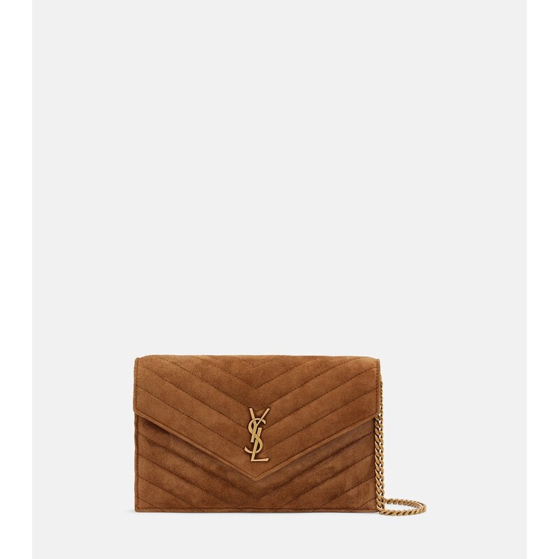 Saint Laurent Cassandre Mini suede wallet on chain