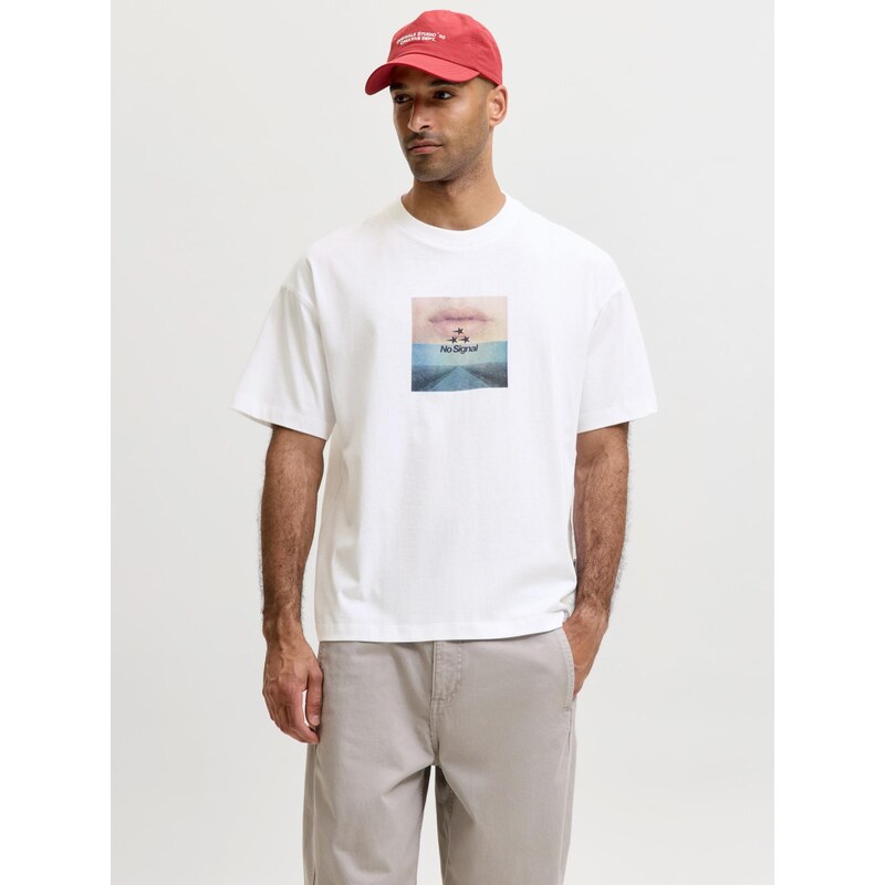 JACK & JONES Tričko JCOECHO starobéžová / světlemodrá / černá /