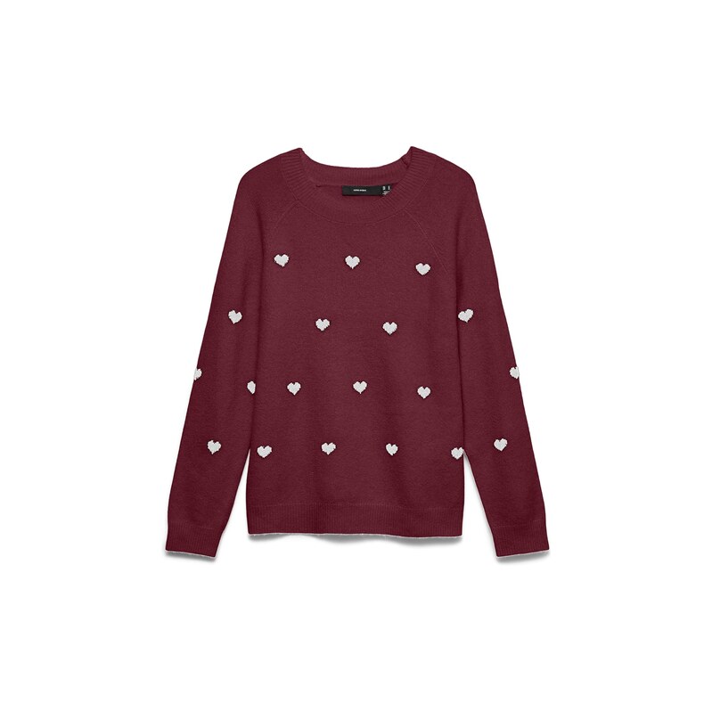 VERO MODA Svetr VMDOFFY vínově červená / bílá