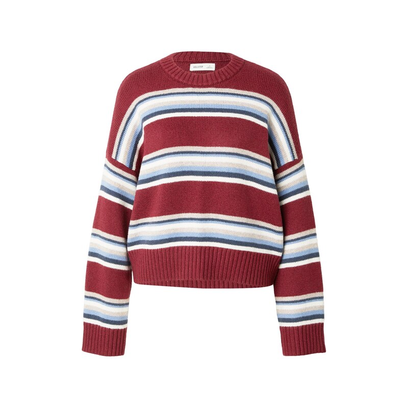 HOLLISTER Svetr krémová / modrá / burgundská červeň / bílá