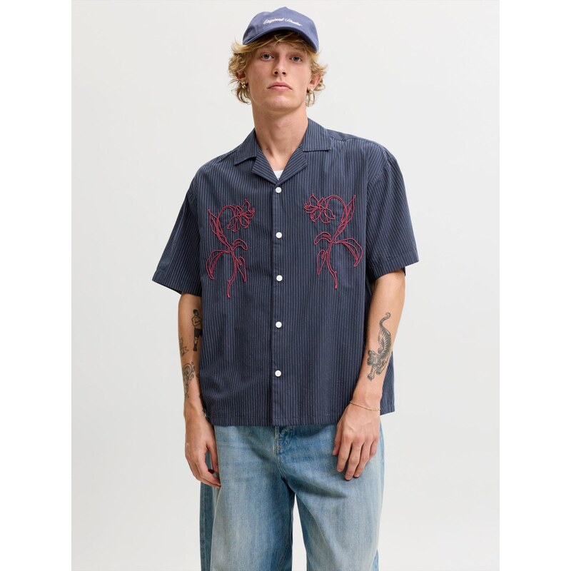 JACK & JONES Košile JORATOCHA tmavě modrá / krvavě červená