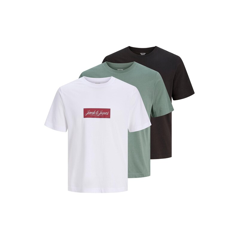 JACK & JONES Tričko JORNORREBRO zelená / tmavě červená / černá /