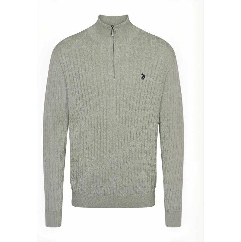 U.S. POLO ASSN. Svetr  UMRomeo Half-zip  šedý melír