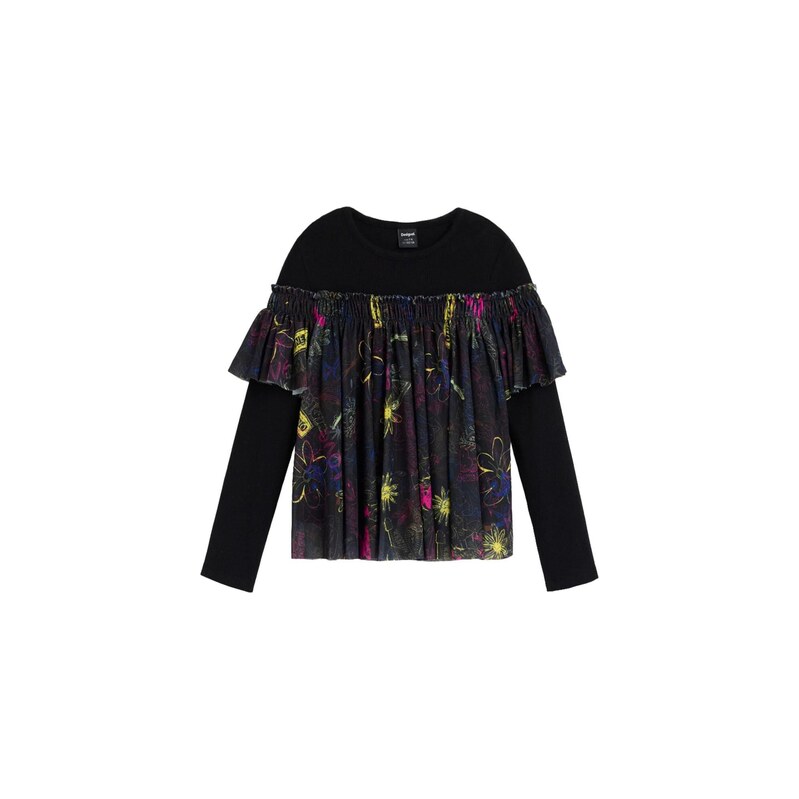 Desigual Tričko modrá / žlutá / pink / černá