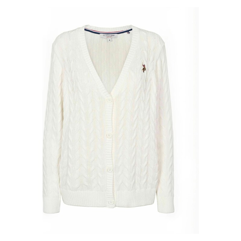 U.S. POLO ASSN. Kardigan  UW V-neck  bílá