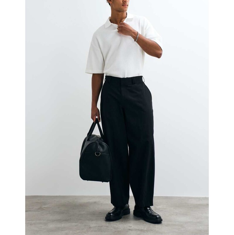 ASOS DESIGN 100% cotton heavyweight tailored wide barrel leg