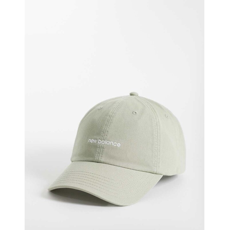 New Balance 6 panel linear logo cap in olive green